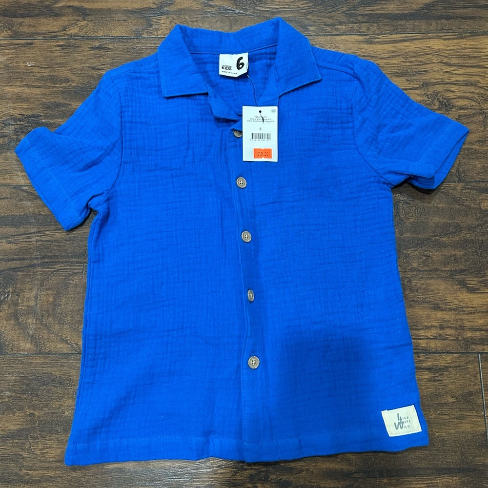Boy’s‎ Cotton On Cabana short sleeve blue shirt size 6